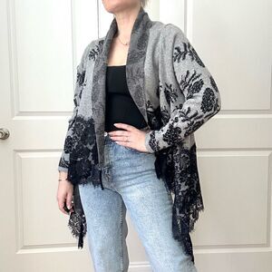 Eden Rose Beautiful Jacquard Cardigan With Lace